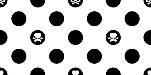 heart seamless pattern skull crossbones valentine vector doodle cartoon polka dot tile background repeat wallpaper gift wrapping paper scaef isolated illustration design