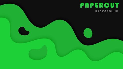 Abstract Dynamic Green Waves Shapes In Black Background