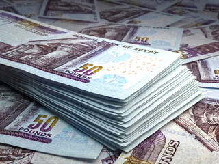 Egyptian money. Egyptian pound banknotes. 50 EGP pounds bills. - obrazy, fototapety, plakaty