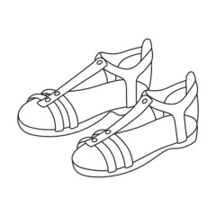 Sandal vector outline icon. Vector illustration flipflop on white background. Isolated outline illustration icon of sandal.