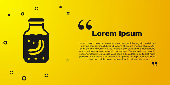 Black Sea cucumber in jar icon isolated on yellow background. Marine food. Vector