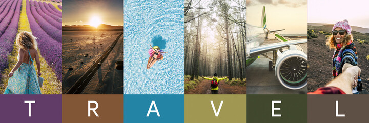 Travel concept background. Summer concept. Header format with copyspace, vertical stories...