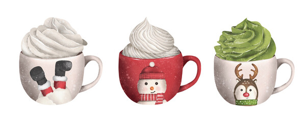 Christmas and new year watercolor illustration 