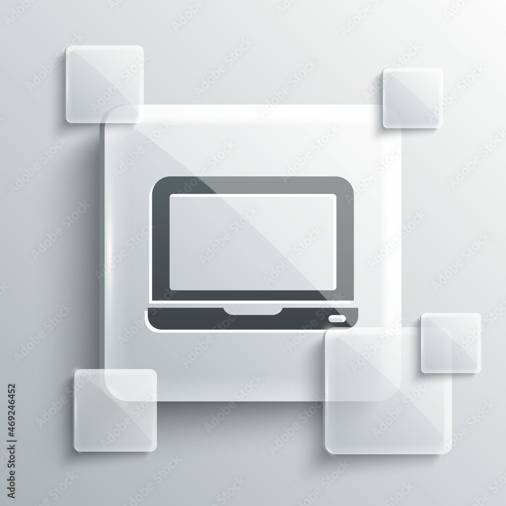 Poster grey laptop icon isolated on grey background. computer notebook with empty screen sign. square glass