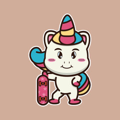 vector illustration of cute unicorn  
suitable for children's books, birthday cards, valentine's day.