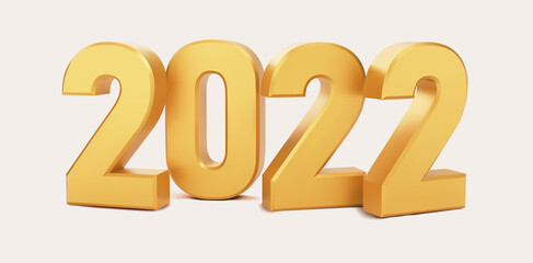 Numbers 2022 isolated. Happy New Year 2022. Realistic vector illustration