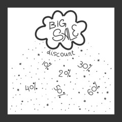 Hand drawn discount and sale poster card.