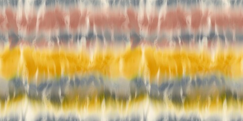 Seamless funky striped tie-dye motif print border for surface design and print. High-quality illustration. 70s Hippie abstract psychedelic stripe colors. Vibrant creativity hipster textile repeat.