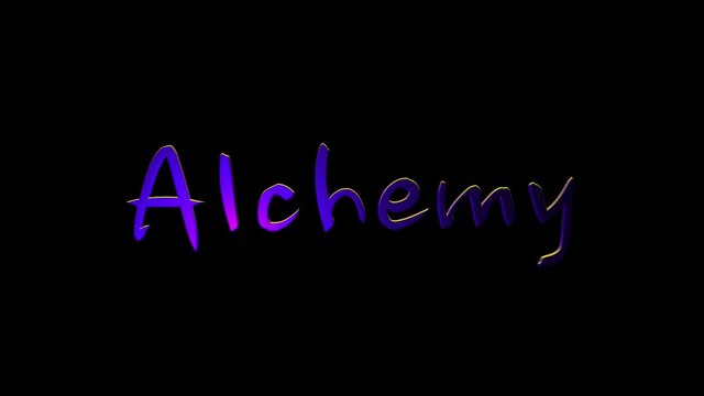 Alchemy Title Animation with Alpha channel. Purple text animation on black background