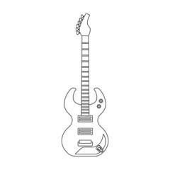 Electric guitar vector icon.Outline vector icon isolated on white background electric guitar.