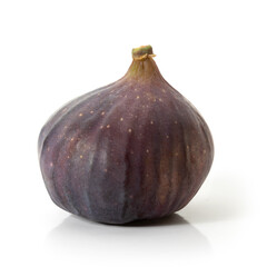 Single fig fruit on white background. Full depth of field. With clipping path.