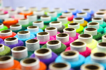 A picture of thread rolls with selective focus