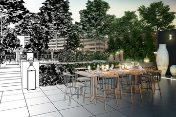 Ready for Dinner: Garden Restaurant (draft) - 3d visualization