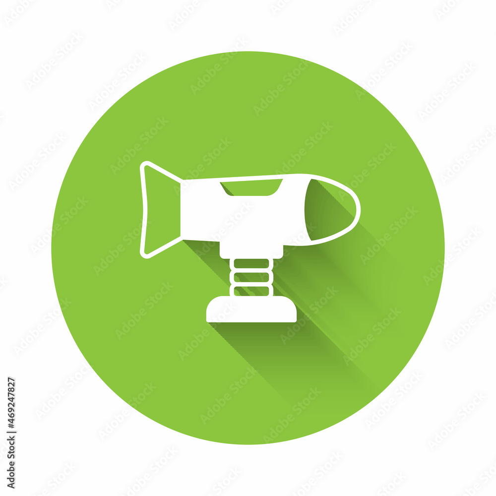 Aufkleber white swing plane on the playground icon isolated with long shadow background. childrens carousel wi