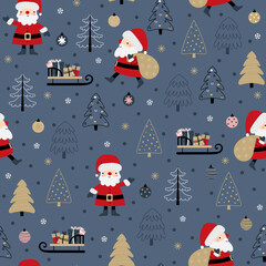 Cute santa claus christmas seamless pattern