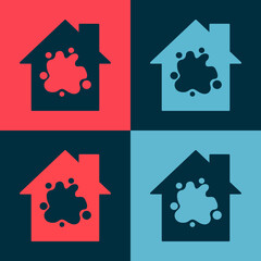 Pop art Painting the house icon isolated on color background. Vector