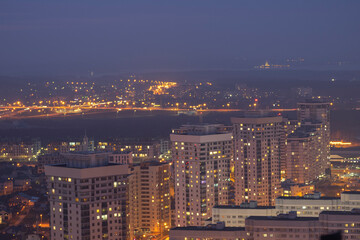 evening city of Minsk from above. - obrazy, fototapety, plakaty