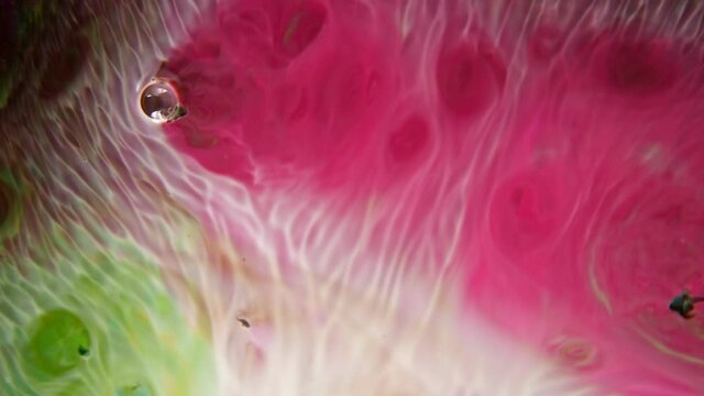Mixing colors of paints, abstract background of morphing shapes. Amazing moving images created by spinning dyes.