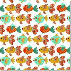 Fototapeta na wymiar Colorful fish vector seamless pattern design for print.
