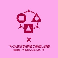 Grunge Styled Tri-shape symbol mark in pink background