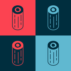 Pop art Wooden logs icon isolated on color background. Stack of firewood. Vector