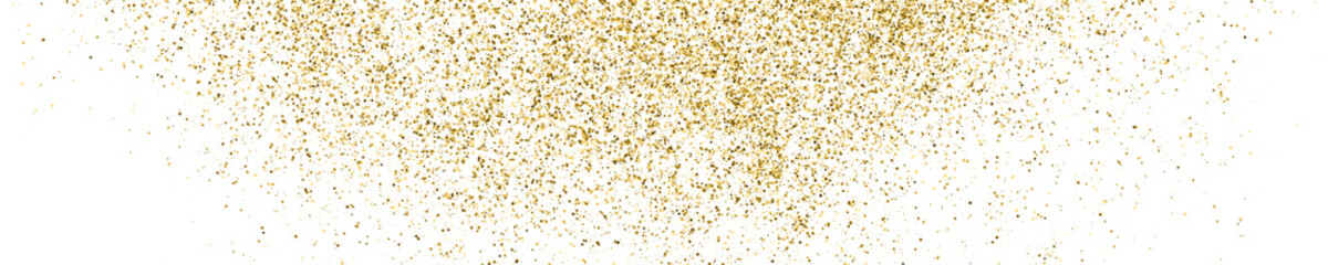 Gold Glitter Texture On White. Horizontal Long Banner For Site. Panoramic Celebratory Background. Golden Explosion Of Confetti. Vector Illustration, Eps 10.