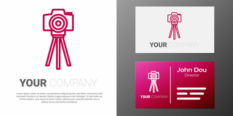 Logotype line Photo camera icon isolated on white background. Foto camera. Digital photography. Logo design template element. Vector