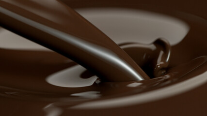 Close up of molten chocolate, macro shot.