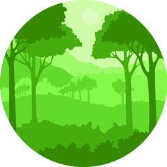 The Green Jungle Background in Circle