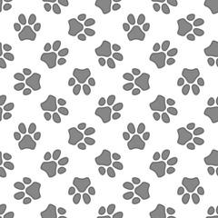 Vector Pet Paw Prints Seamless Pattern or Background