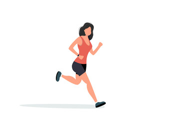 Young woman running, Run. A cute young girl running sport. Vector illustration on white background in modern style
