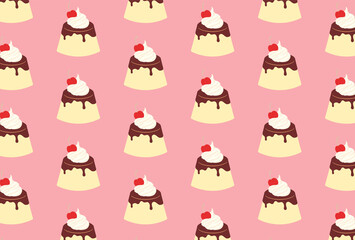 seamless pattern with custard pudding for banners, cards, flyers, social media wallpapers, etc.