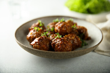 Traditional homemade meatballs with tomato sauce