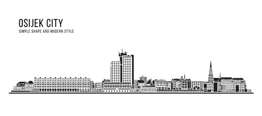 Fototapeta premium Cityscape Building Abstract Simple shape and modern style art Vector design - Osijek city