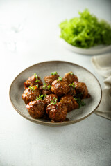 Traditional homemade meatballs with tomato sauce
