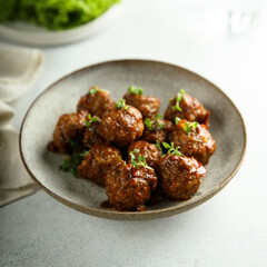 Traditional homemade meatballs with tomato sauce