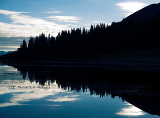 Sunny day on dolomites,  autumn color and foliage