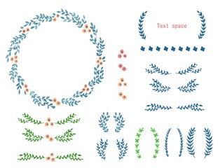 花のフレーム、見出しセット
