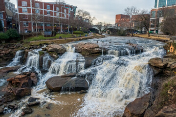 A Reedy River Falls in Greenville, South Carolina