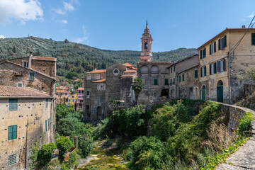 Fototapeta na wymiar View of Dolcedo, a picturesque village near Imperia, Liguria, Italy