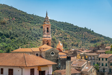 Fototapeta na wymiar View of Dolcedo, a picturesque village near Imperia, Liguria, Italy