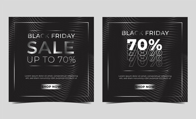 Black friday sale with dynamic line wave background perfect for social media posts and banner