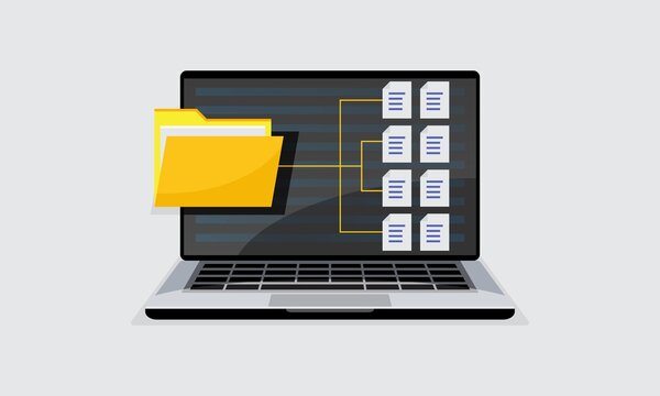 document information file digital . Screen computer. folder. Data concept. Business organization. Web Vector illustration