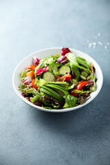 Healthy vegetable salad with avocado