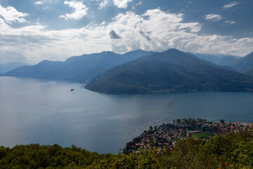 View of the Maggiore lake from Agra village and mountains