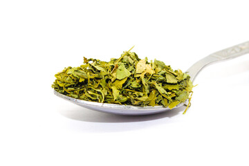 Kasuri Methi on white background with selective focus