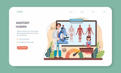 Anatomy school subject web banner or landing page. Internal human
