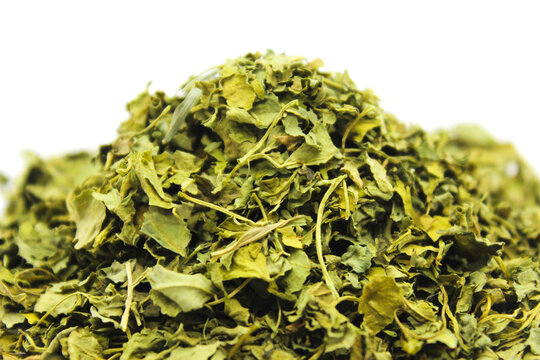 Kasuri Methi on white background with selective focus
