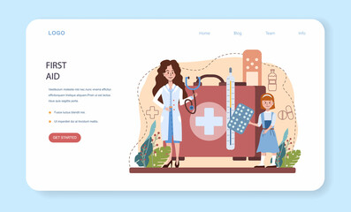 Healthy lifestyle class web banner or landing page. Idea of life safety