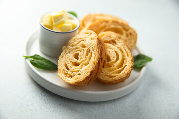 Homemade bread with butter